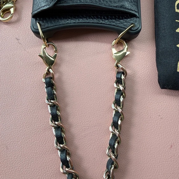 Bandolier Black Leather Phone/Wallet Case with Gold Chain - IPhone 16 Pro - Picture 3 of 8